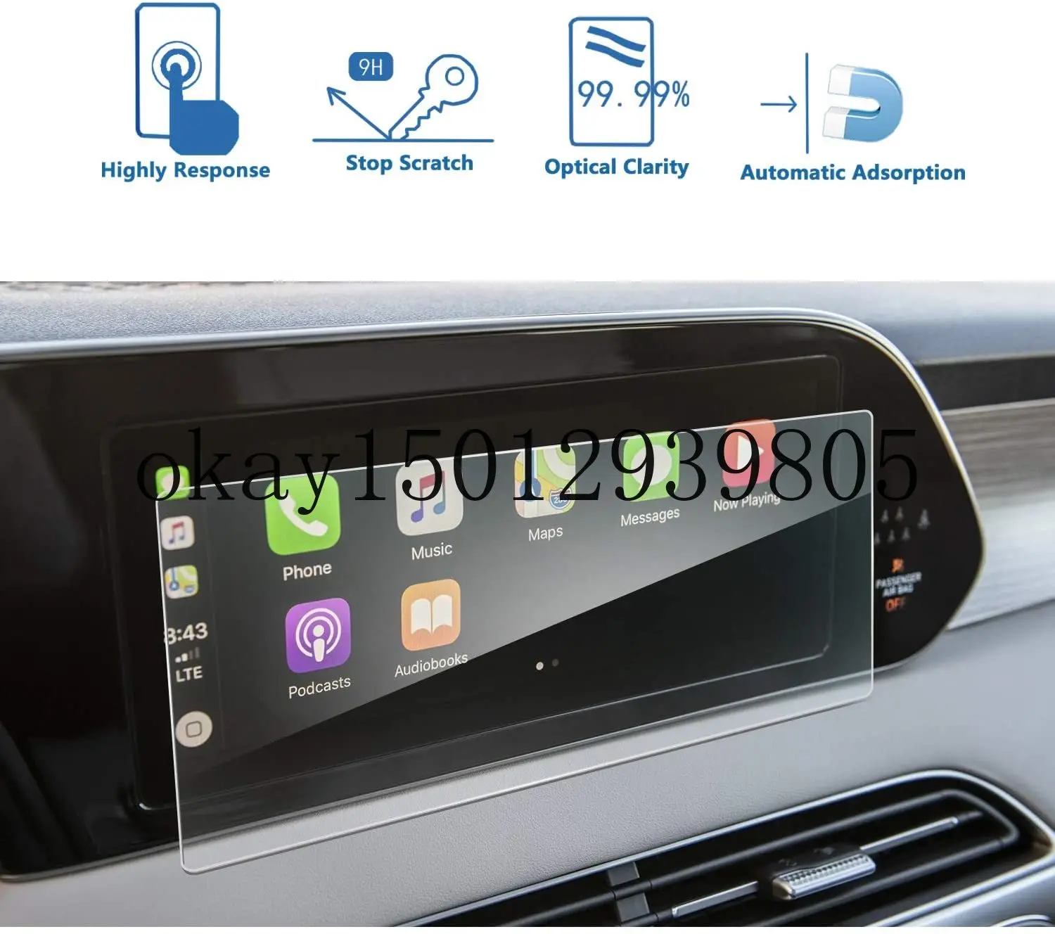 Car Navigation Screen Protector for Palisade 2020+ 10.25-inch 2019+ Tempered Glass 9H Hardness Scratch-Resistant | Автомобили и