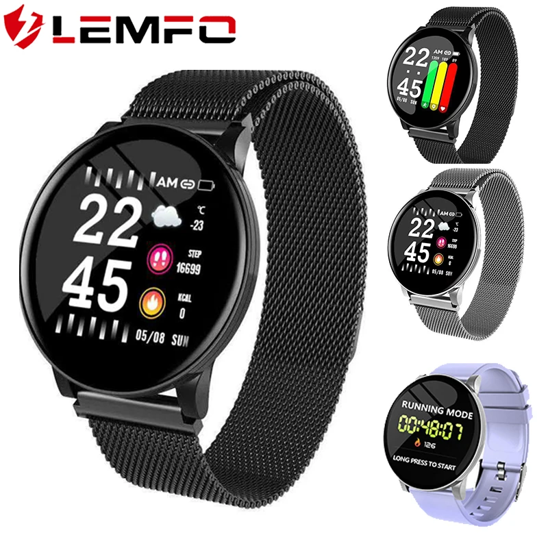 

LEMFO Smart Watch Men Heart Rate Monitor Weather Forecast Fitness Bracelet Blood Oxygen Pressure 1.3 inch Sreen Sport