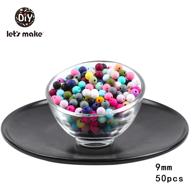 Let's make 50pcs Silicone Beads 12mm Eco-friendly Sensory Teething Necklace Food Grade Mom Nursing DIY Jewelry Baby Teethers 9mm mix