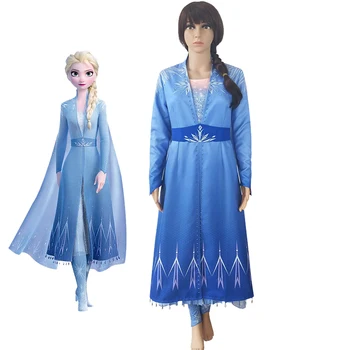 

Ice Snow Queen Anna Elsa 2 Adult Kids Elsa Costume Cosplay Fancy Dress up Princess Ana Elsa 2 Halloween Carvinal Birthday party