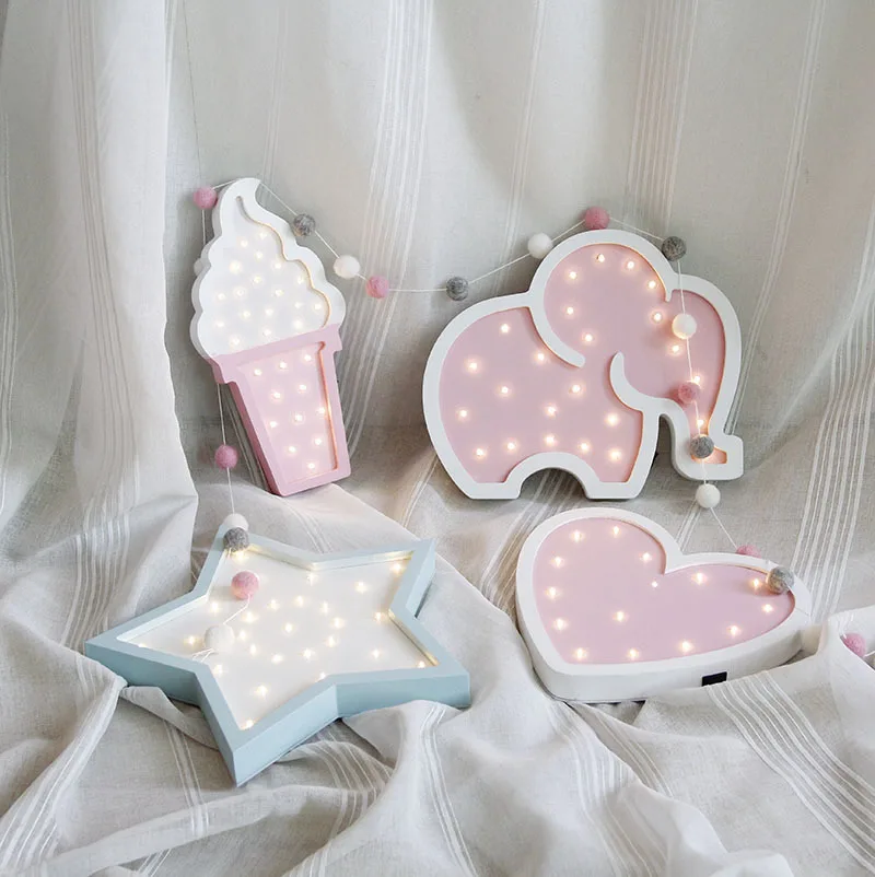 Северный стиль принцесса детская комната декоративные ночные огни деревянный замок ночной Светильник домашние настенные декорации знак
