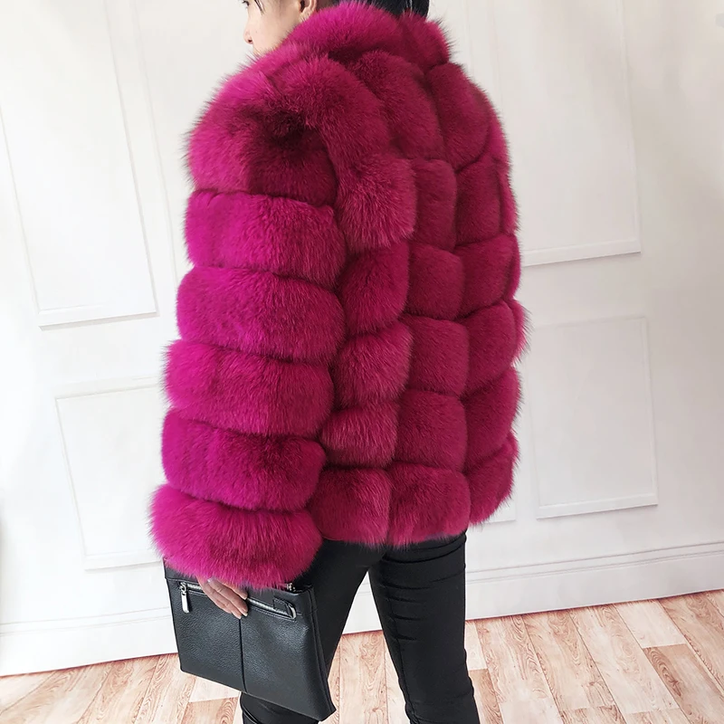 Женское высококачественное пальто из натурального меха, жилет из натурального Лисьего меха, кожаная куртка, кожаное пальто с воротником-стойкой, пальто из лисьего меха с длинным рукавом