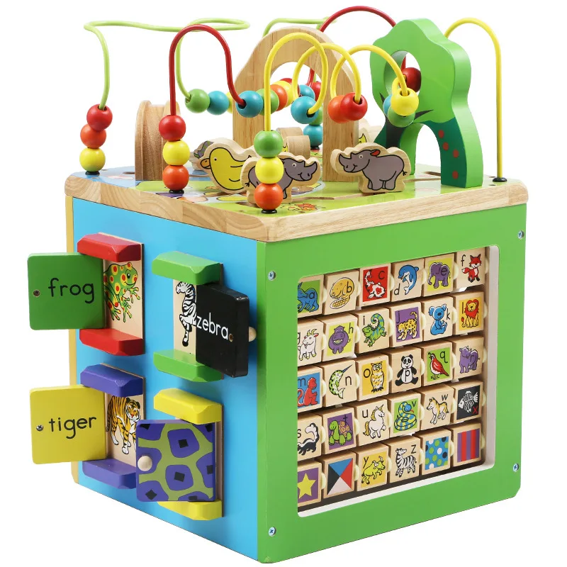 

Children Wooden Large Size Multi-functional Educational Large Bead-stringing Toy Treasure Chest Infants Early Childhood Intellec