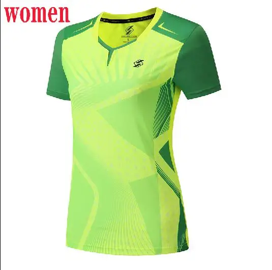women green 1 shirt Новая рубашка для бадминтона, Спортивная теннисная рубашка для женщин/мужчин, спортивные футболки для настольного тенниса, одежда для тенниса, сухая рубашка для упражнений 3899AB - Цвет: women green 1 shirt