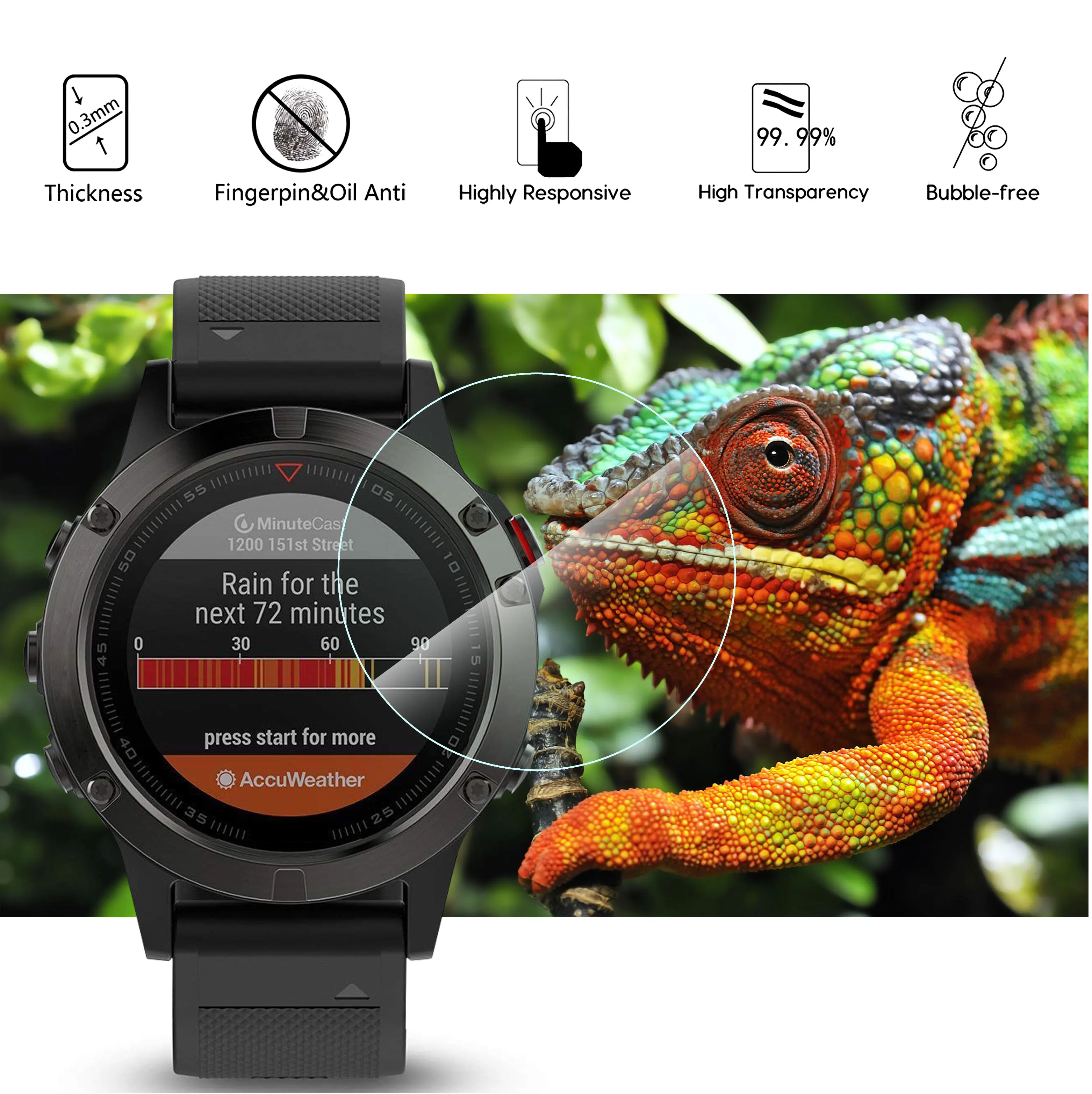 YAYUU 3 шт. для Garmin Fenix 5/Fenix 5S/Fenix 5X закаленное стекло 9H 2.5D Защитная пленка для всего экрана ДЛЯ Fenix 5/Fenix 5S/Fenix 5X