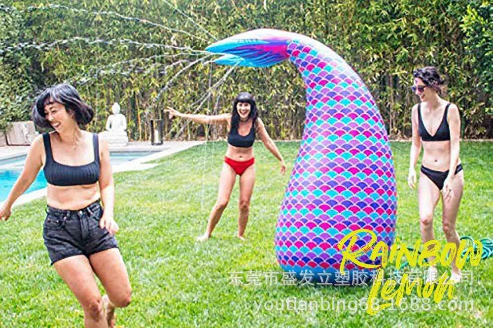 

A Large Amount PVC Inflatable Water Spray Toys Water Spouting Mermaid Tail Tumbler Outdoor Lawn Beach