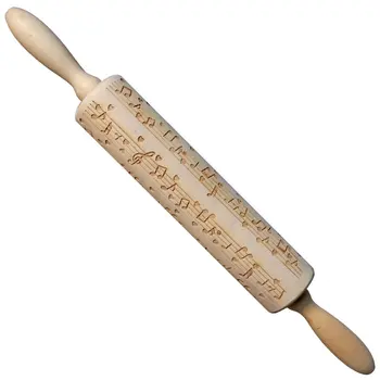 

Christmas Wooden Rolling Pins Music Notes Engraved Embossing Rolling Pin with Christmas Symbols Kitchen Baking Tool