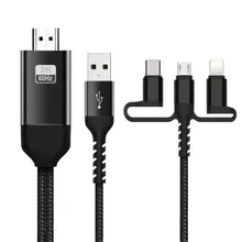 4K 3 в 1 Micro usb type C к HDMI Кабель-адаптер для IPhone X 6 7 8 IPad samsung S8 S9 IOS Android телефон к телевизору HD tv