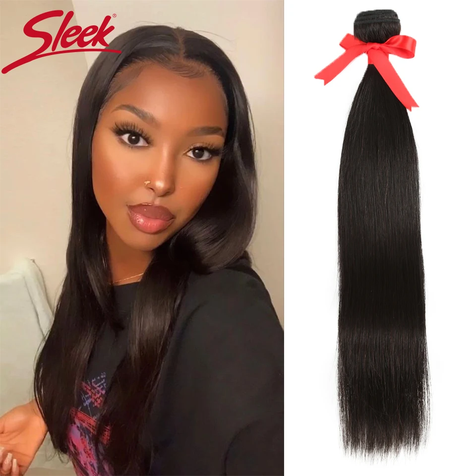 цена Sleek 30 Inch Human Hair Bundles For Women Straight Hair Extensions Single Bundles Natural Brazilian Human Hair Extensions