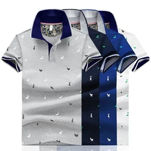 2019 degli uomini di Estate Deer Stampa Camicia di Polo Manica Corta Slim Fit Polo Moda Streetwear Magliette e camicette Uomini Camicette Sport casual Golf camicette(China)