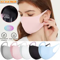 5pcs Ice Silk Cotton Face Mask For Adult Reusable Mascarillas Face Protect Mask Breathable Outdoor Solid Mouth Cover Masks 1