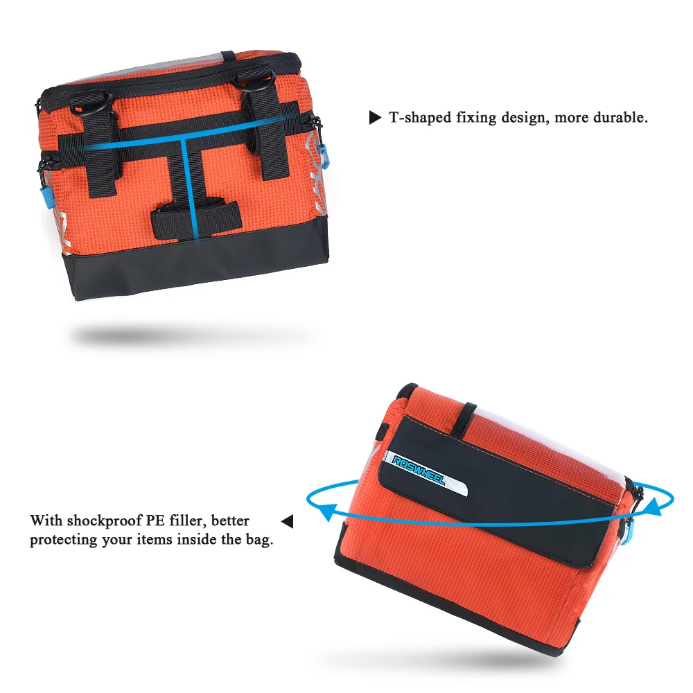 TOPTETN 3L Waterproof Bike Bag High Capacity Handlebar Front Tube Bag Bicycle Pocket Shoulder Backpack Cycling Bike Accessories