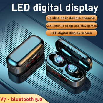 

V7 Bluetooth 5.0 In Ear Earphones Wireless V7 TWS Headset Sports Music Earbuds LED Ear Buds Waterproof Ear Phones For Android