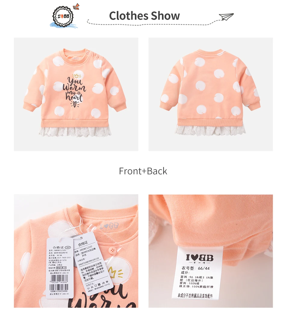 Зимняя теплая футболка с длинными рукавами для маленьких девочек; оранжевые и розовые кружевные футболки в горошек; хлопковый топ