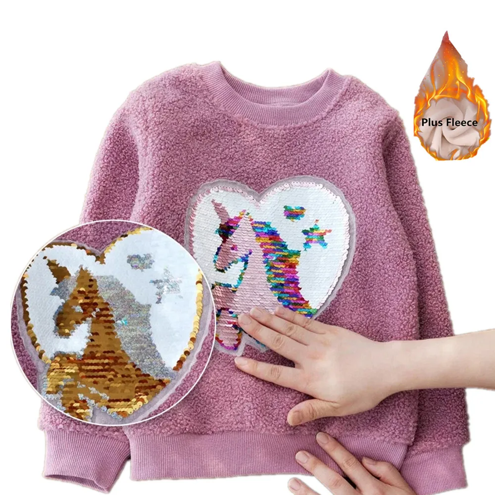 Suéter de lana gruesa para niñas pequeñas, sudaderas cálidas de lana de unicornio, abrigo descolorido de ropa informal de invierno - AliExpress Madre y niños