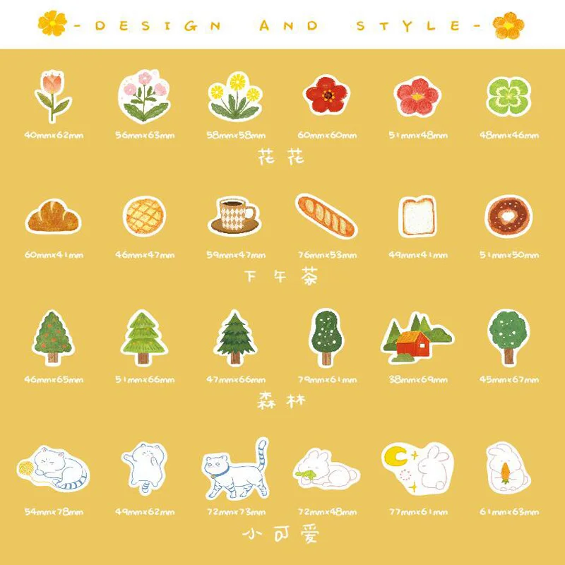 30 pcs /Bag Cat Rabbit Forest Flowers Bread Loose Memo Pads Notepads Material Paper Decor