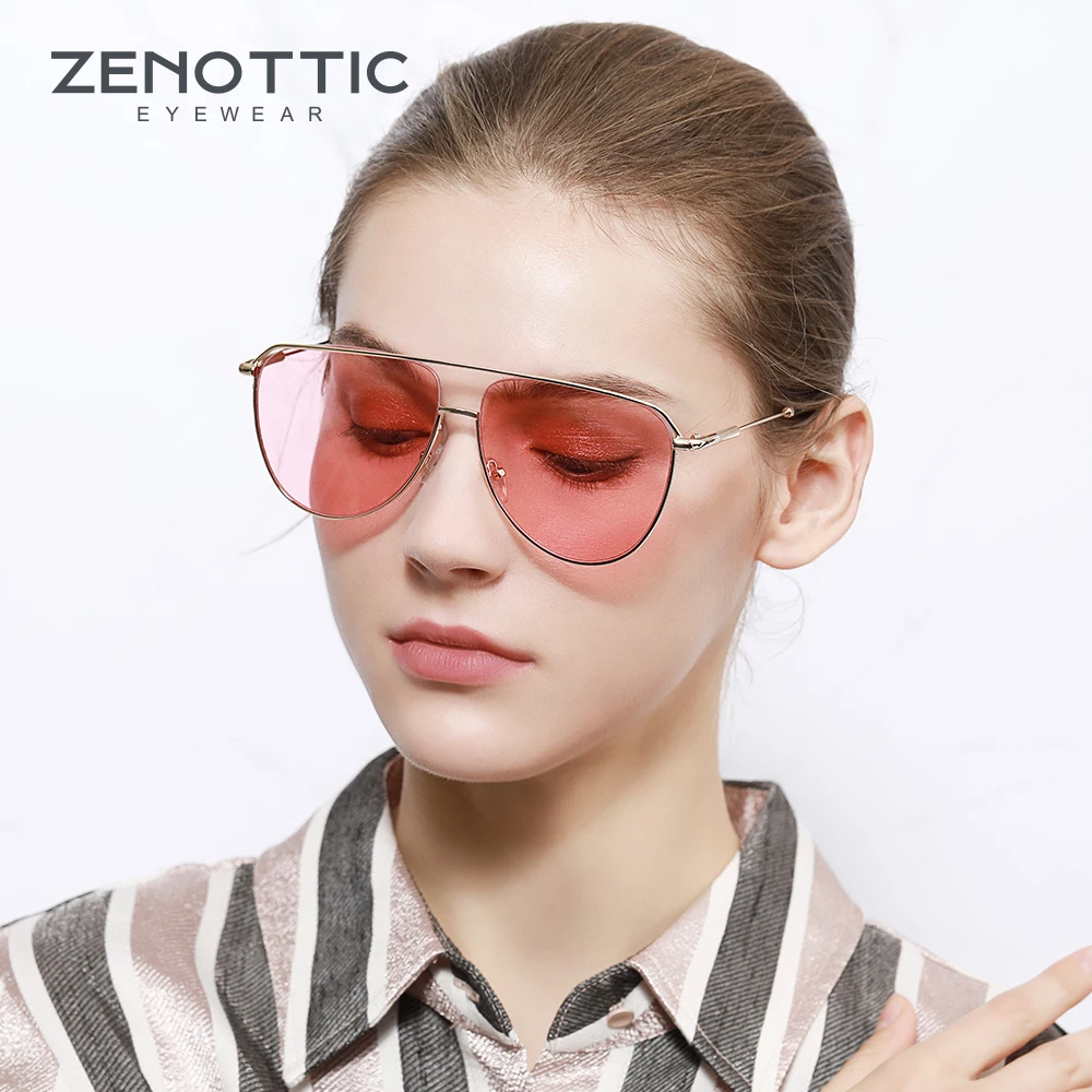 ZENOTTIC для женщин пилот поляризационные UV400 Солнцезащитные очки прогрессивные фиолетовые линзы Винтаж металлическая оправа негабаритных Открытый вождения