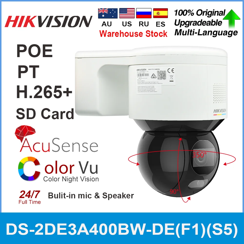 Сетевая скоростная купольная камера Hikvision ColorVu 4 МП PTZ DS-2DE3A400BW-DE(F1)(S5) Poe SD-карта