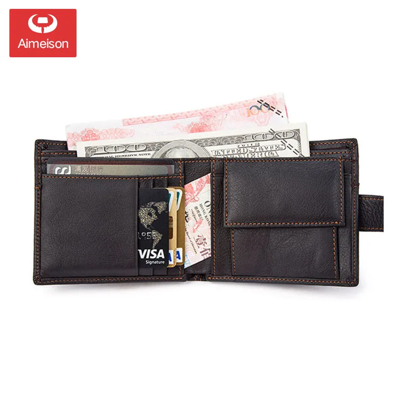 

Cow Genuine Leather Men Wallet Coin Male Purse Small Short Card Holder Fashion Hasp ASBD010