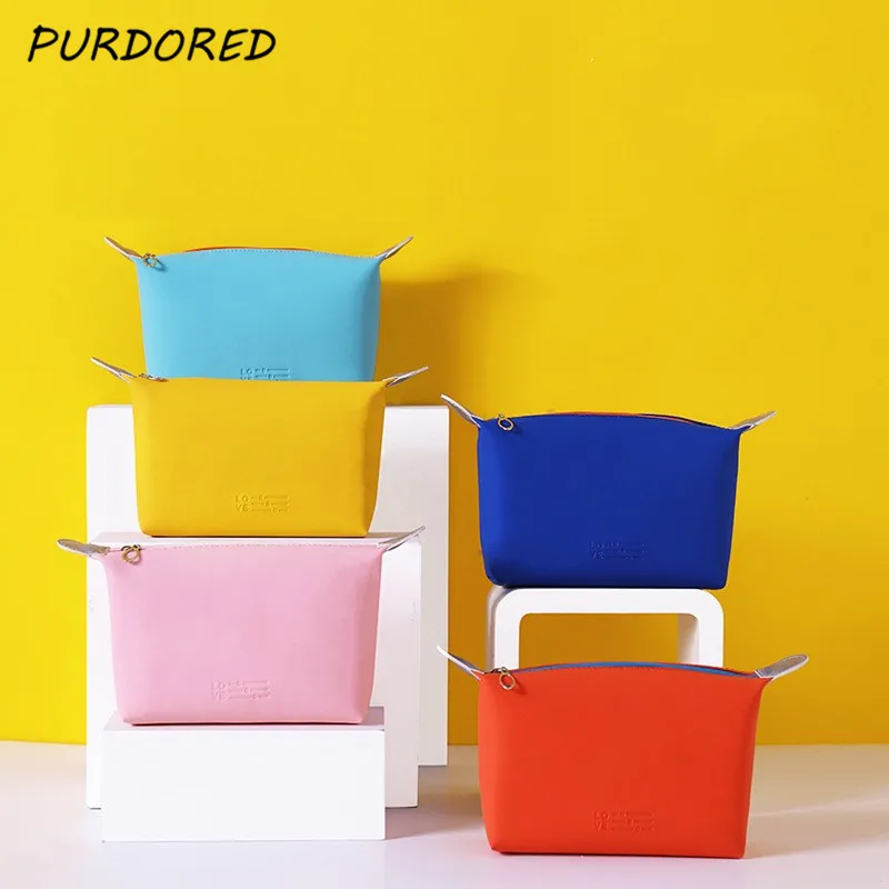 Женская косметичка PURDORED из искусственной кожи однотонная дорожная Сумочка для