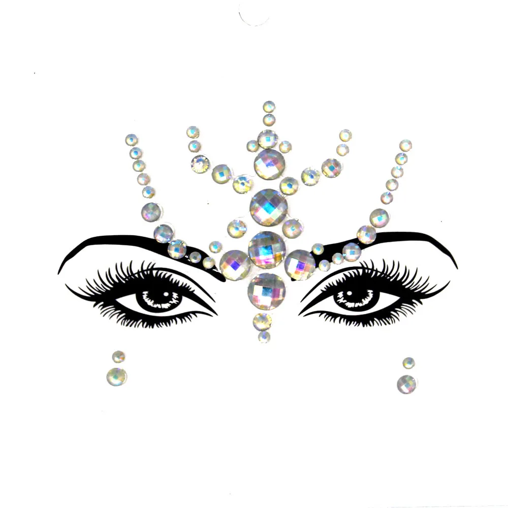 women Temporary Rhinestone Glitter Tattoo Stickers Face Jewels nightclub Party Makeup Flash Beauty Makeup Tools Body Jewels - Цвет: as the picture