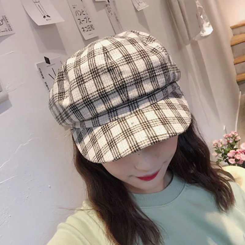 Redwood Beret Female Summer Thin British Retro Octagonal Cap Air-permeable Japanese Lattice Painter Hat Chaos ins