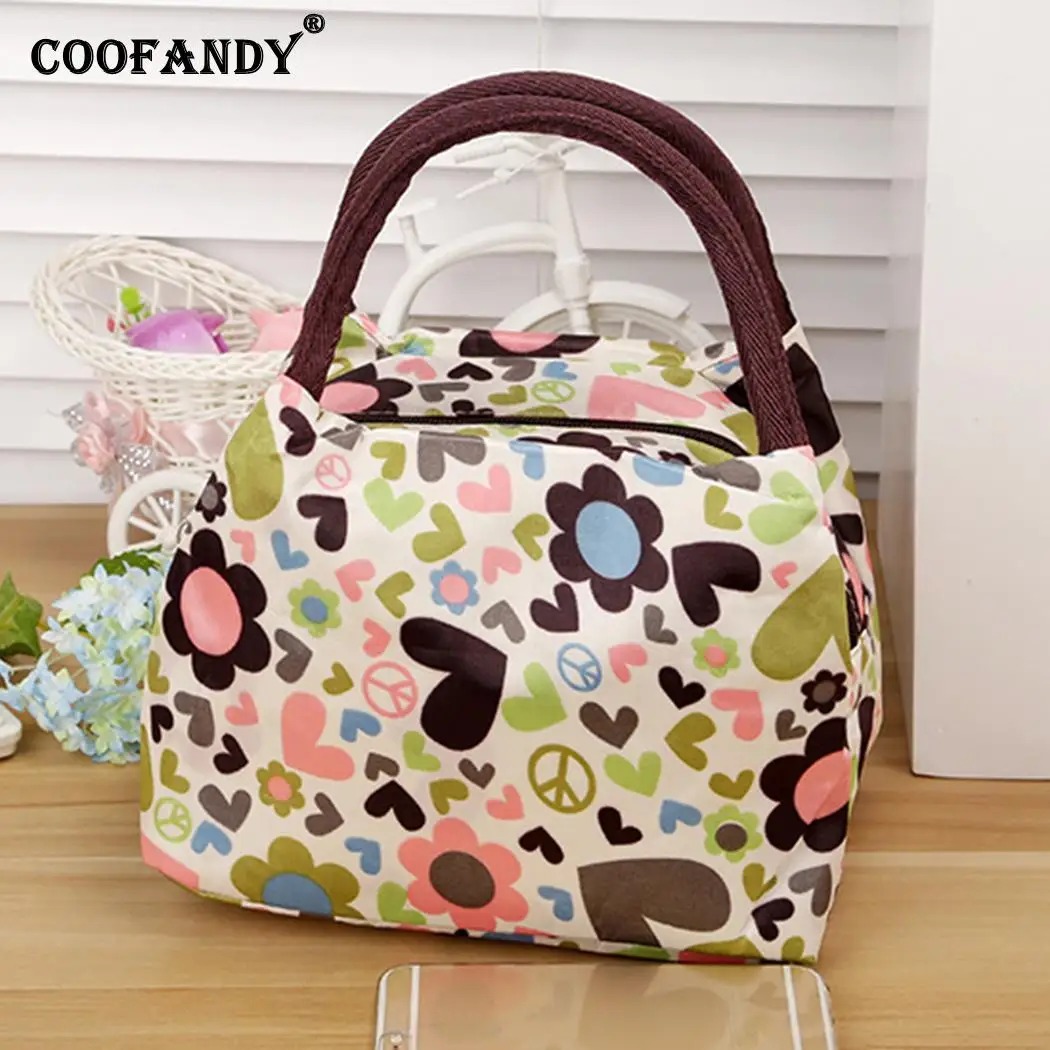 

Waterproof Portable Lunch Bag Big Capacity 9 Colors Storage Bag Prints Zipper