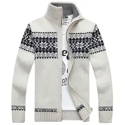 Новинка 2018, шерстяная куртка Pullove со снежинками, мужская куртка для отдыха, кардиган, модный воротник, мужской утепленный свитер, зимние