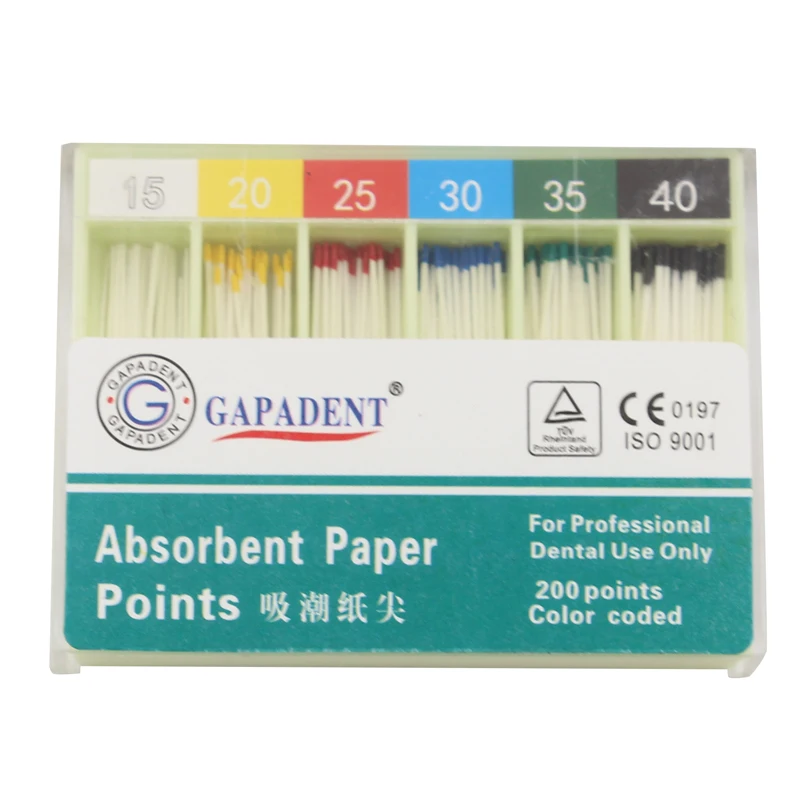 200pcs/pack Dental Absorbent Paper Points Root Cancel Endodontics Cotton Fiber Tips Dentist Product Mixed Sizes#15-40