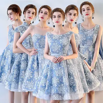 

BGW HT32022 Scoop Neck A Line Tulle Graduation Dresses Sleeveless Six Types Blue Robe Jaune Cocktail For Wedding 2020 New