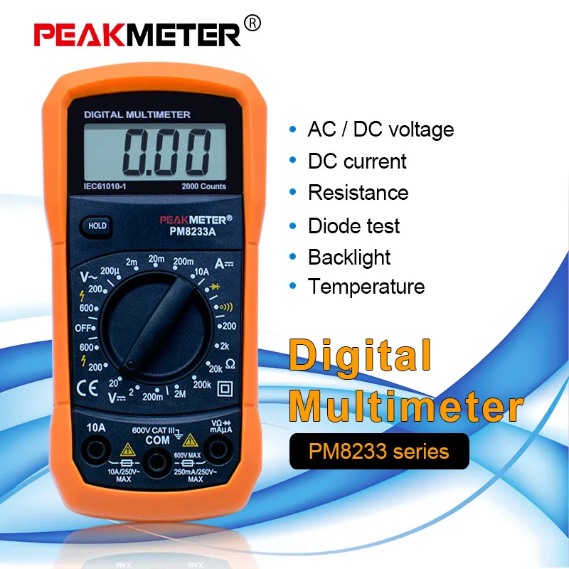 Цифровой мультиметр AVO, Измеритель постоянного тока, переменное напряжение, сопротивление току, температурный тест er с Индукционным тестовым пером, PEAKMETER MS8233 series