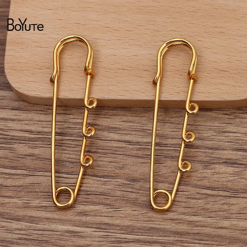 BoYuTe (20 개/몫) 65*1.5MM 금속 철 브로치 기본 핀 3 루프 공장 공급 수제 Diy 쥬얼리 재료