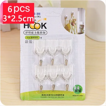 

6pcs/Set Adhesive Hooks Strong Sticky Kitchen Hooks Wall Hanger Ceiling Hooks Reusable Hook for Hanging