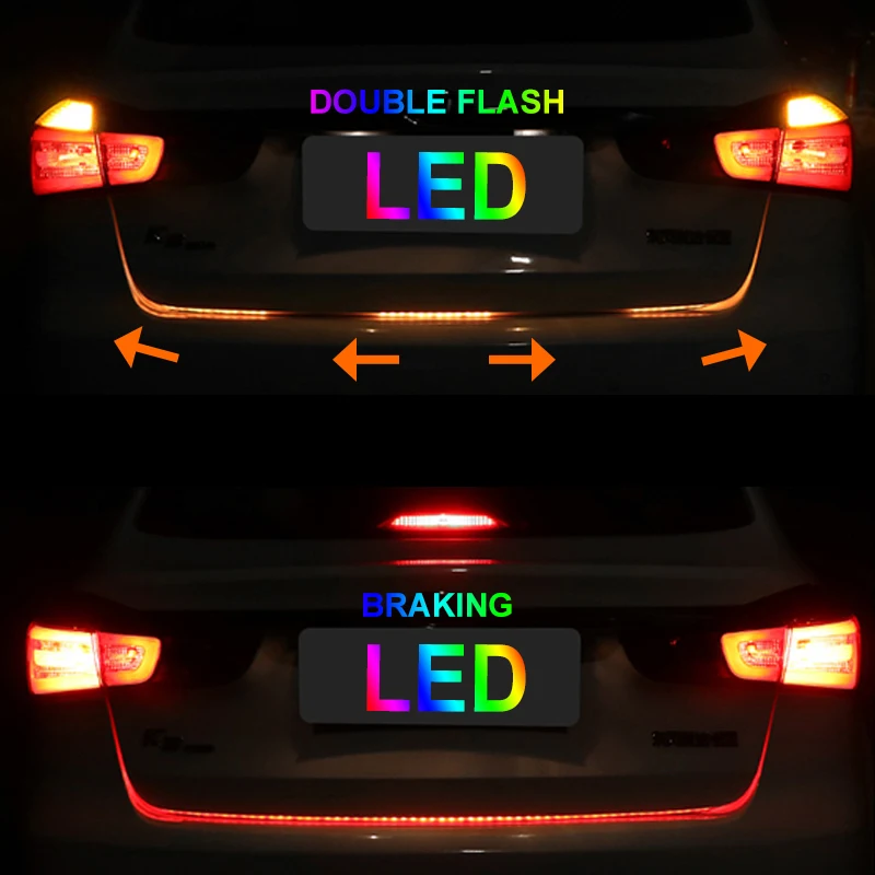 Багажник автомобиля стример окружающей среды светильник Светодиодные ленты RGB Водонепроницаемый автоматического запуска атмосферная лампа динамический Streamer сигнальные Поворотные лампы 12v