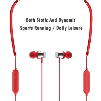 

Portable Hanging Neck Bluetooth Stereo Sports Headset Mobile Phone Headphone Magnetic Attraction In-Ear Earbud Earphone With Mic