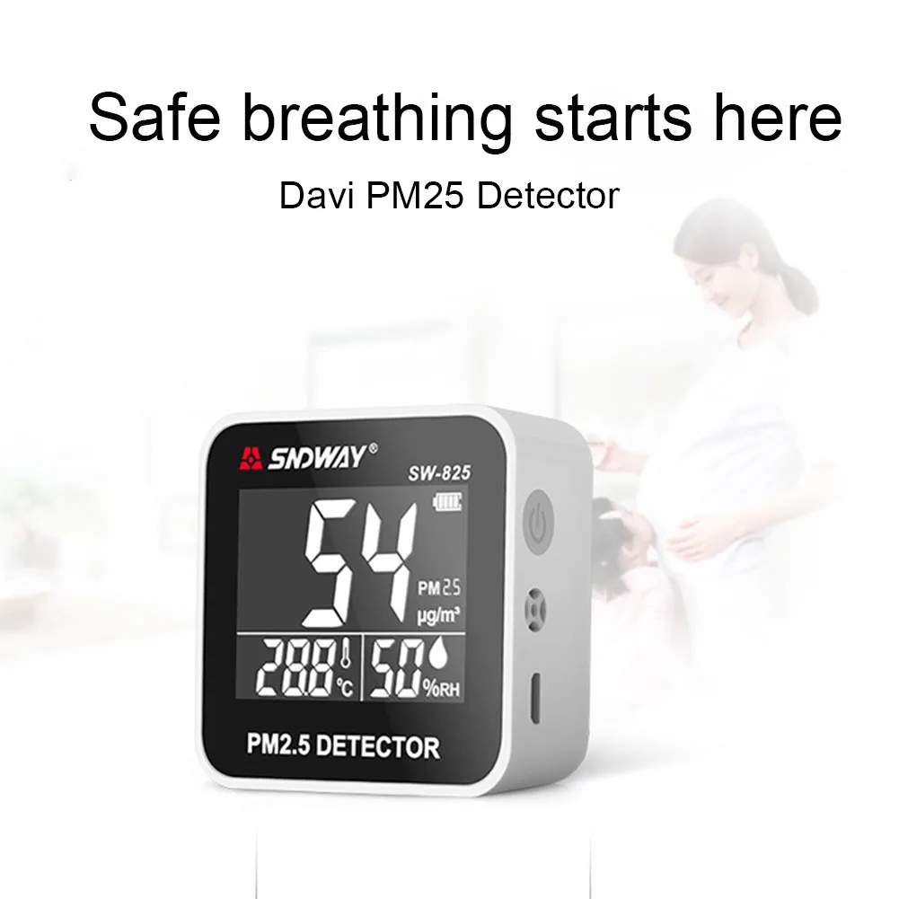 PM2.5 цифровой дисплей USB перезаряжаемый портативный датчик частиц детектор дымки светодиодный квадратный Мини Ручной Настольный измерительный точный