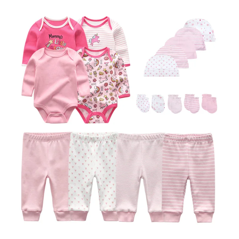 baby's complete set of clothing Newborn 16/18PCS Baby Boy Clothes Sets Cotton Solid Baby Girl Clothes Bodysuits+Pants+Gloves+Hats Cartoon Trousers Ropa Bebe Baby Clothing Set expensive