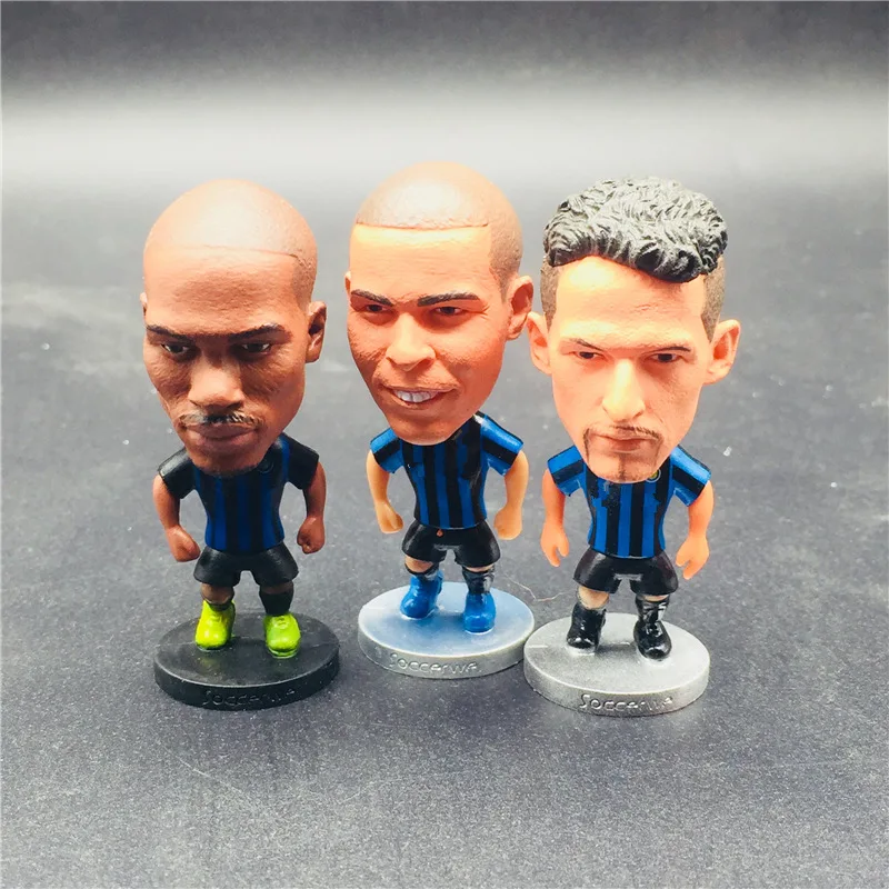 Soccerwe-figuras de estrellas de fútbol, Ronaldo, Baggio, Zanetti, 6,5 cm de altura