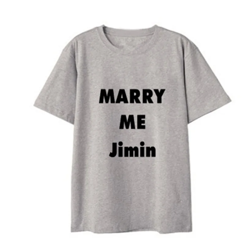 KPOP Bangtan/4 цвета, летняя футболка с короткими рукавами с принтом «MARRY ME JIN SUGA J-HOPE JUNG KOOK Rap Monster», LJJ423 - Цвет: JIMIN Grey