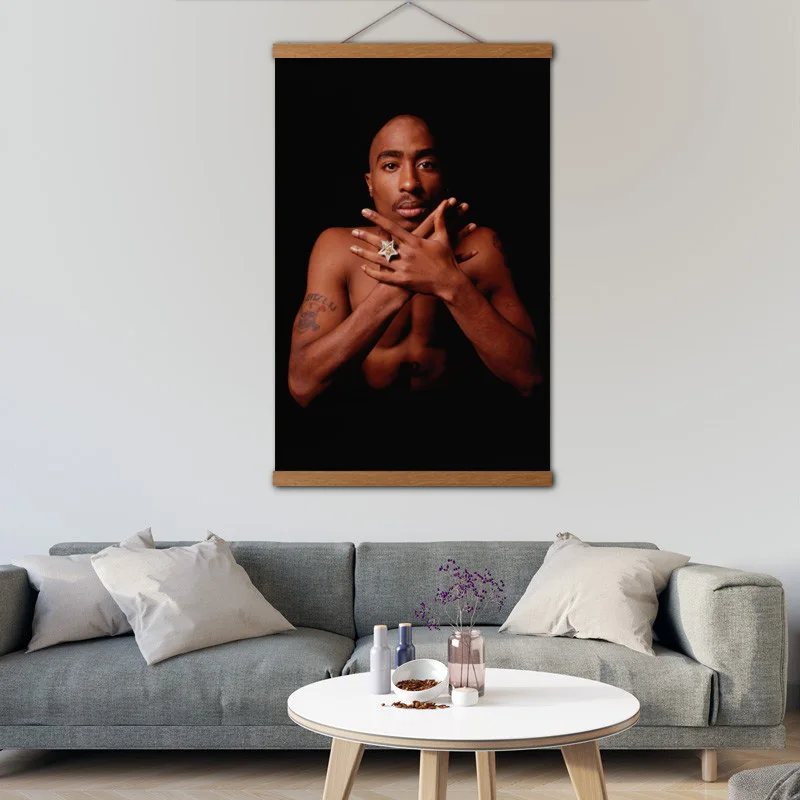 Портретные картины в виде прокрутки настенные художественные плакаты Tupac Shakur Music