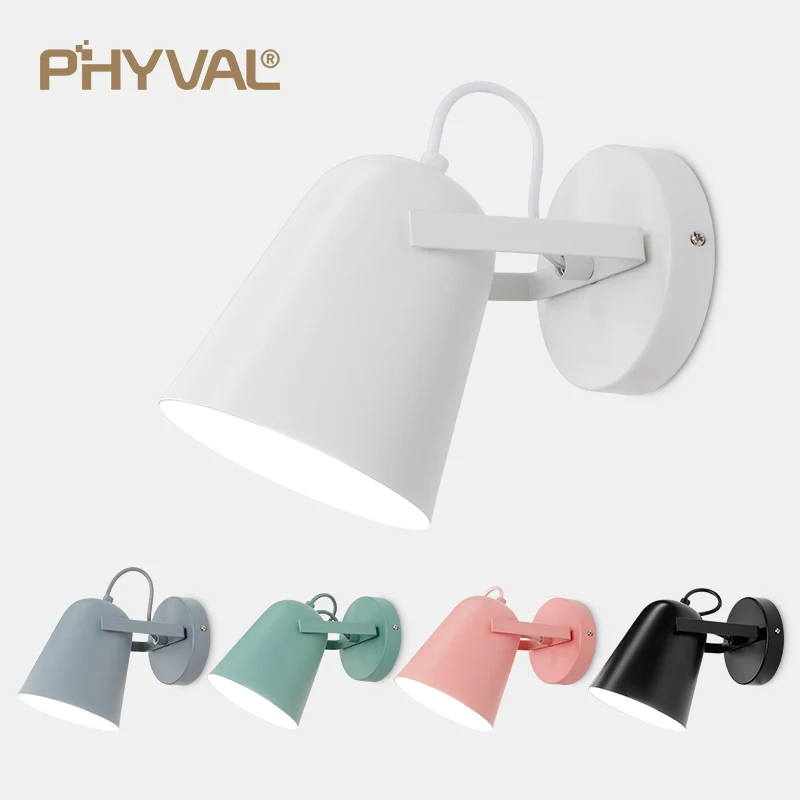 PHYVAL настенный светильник Led скандинавские бра настенный светильник s E27 головной светильник Macaron настенные лампы для прикроватной кровати