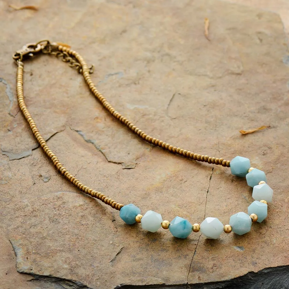 Women Chokers Necklaces Amazonite Seed Beads Necklace Women New Fashion Natural Stone Necklaces Art Gifts Jewelry