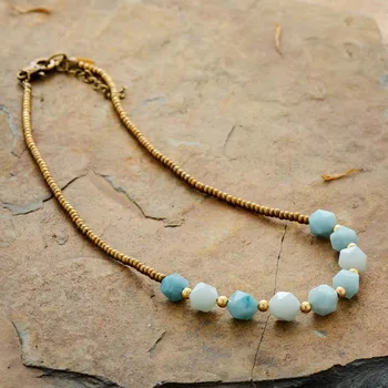 Women Chokers Necklaces Amazonite Seed Beads Necklace Women New Fashion Natural Stone Necklaces Art Gifts Jewelry