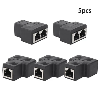 

5PCs Network Splitter RJ45 1-into-2 Three-Way Adapter Wire Extender Black Industrial Elements