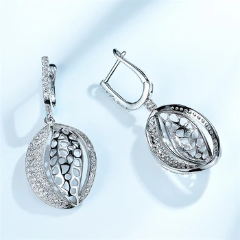 

DY Clear CZ Dangle Drop Charm Original Source Hollow Creative Hoop Earring For Women Fashion Jewelry 925 Sterling Silver Earring