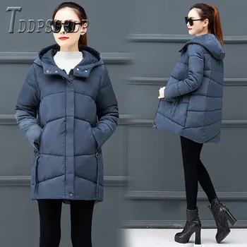 

2019 Winter Loose Pocket Women Parkas Korean Harajuku Thick Female Jacket Outwear