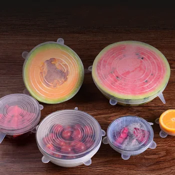 

6pcs Silicone Lids Stretch Soft Universal Fresh Food Lids Seal Lids for Bar Kitchen Home