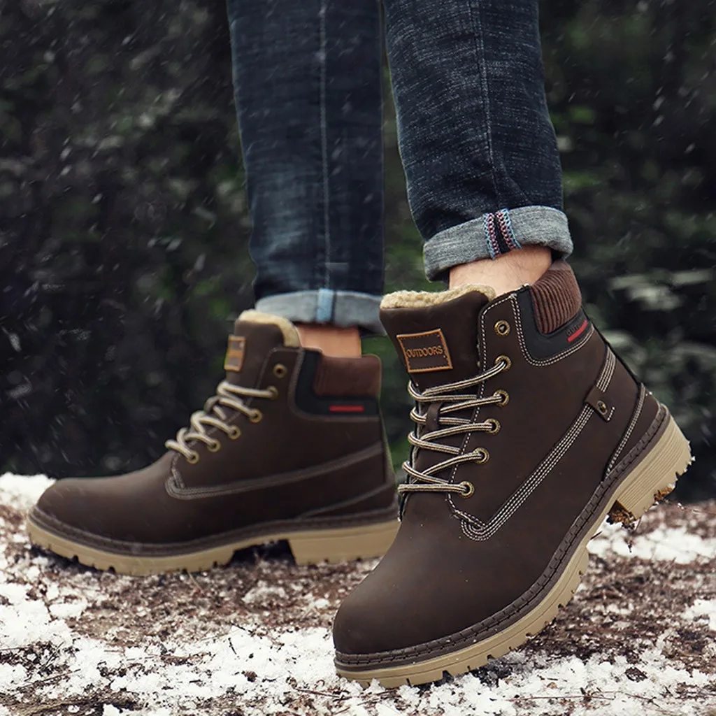 Модные зимние мужские теплые ботинки для пешего туризма; Повседневная обувь; спортивная обувь на шнуровке; обувь с перекрестными ремешками, сохраняющая тепло; ботинки для альпинизма