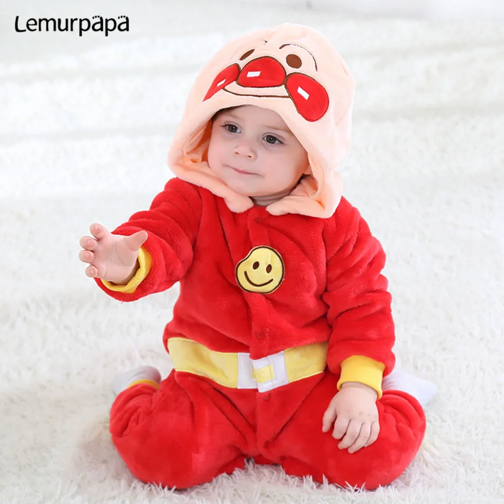 Kawaii/зимняя одежда для маленьких девочек; AnpanmanOnesie; комбинезон для новорожденных; хлопковые детские комбинезоны; Детские вечерние комбинезоны; милый костюм