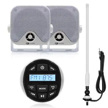 

Marine Radio Waterproof Stereo Audio Bluetooth Receiver Car MP3 Player+4" Marine Speaker+FM AM Antenna For ATV Yacht Motorcycle